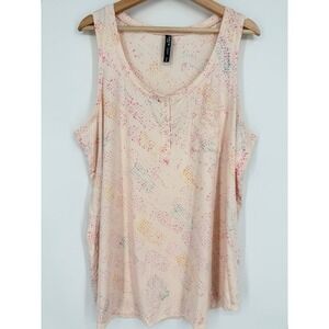 Torrid Pink Henley Sleeveless Relaxed Sleep Tank Top 2X